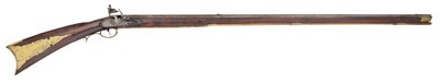 Lot 325 - AN AMERICAN .450 (50 BORE) FLINTLOCK PLAINS RIFLE SIGNED WILKES, EARLY 19TH CENTURY