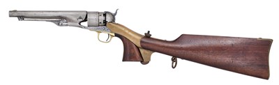 Lot 321 - A CASED COLT 1860 MODEL ARMY PERCUSSION REVOLVER WITH LATER SHOULDER-STOCK, NO. 40033 FOR 1862