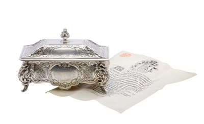 Lot 92 - AN EDWARDIAN SCOTTISH SILVER FREEDOM CASKET PRESENTED TO THE PRIME MINISTER HERBERT ASQUITH