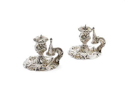 Lot 93 - A PAIR OF GEORGE IV SILVER CHAMBERSTICKS