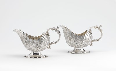 Lot 94 - A PAIR OF VICTORIAN SILVER SAUCEBOATS