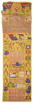 Lot 332 - A HOROSCOPE SCROLL, GUJARAT, WESTERN INDIA, 19TH/20TH CENTURY