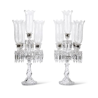 Lot 86 - A PAIR OF BACCARAT FIVE-LIGHT CANDELABRA LUSTRES, LATER 20TH CENTURY