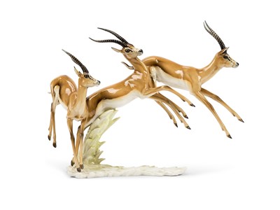 Lot 76 - A HUTSCHENREUTHER GROUP OF THOMSON'S GAZELLES, LATER 20TH CENTURY