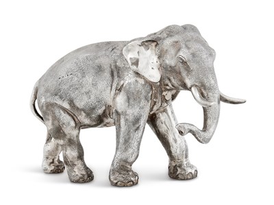 Lot 223 - A SILVER FIGURE OF AN ELEPHANT, CAMELOT SILVERWARE LTD., SHEFFIELD, 2004