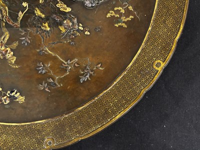 Lot 72 - A LARGE JAPANESE INLAID BRONZE DISH, MEIJI PERIOD (1868-1912)