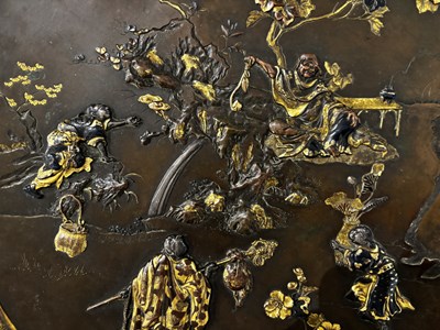 Lot 72 - A LARGE JAPANESE INLAID BRONZE DISH, MEIJI PERIOD (1868-1912)