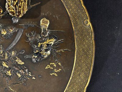 Lot 72 - A LARGE JAPANESE INLAID BRONZE DISH, MEIJI PERIOD (1868-1912)