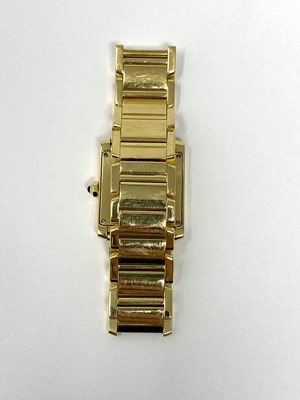 Lot 324 - CARTIER, TANK FRANCAISE, REF.1821: GOLD MID SIZE BRACELET WATCH, SWISS, CIRCA 2000