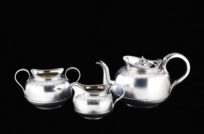 Lot 99 - A VICTORIAN SILVER THREE-PIECE TEA SET