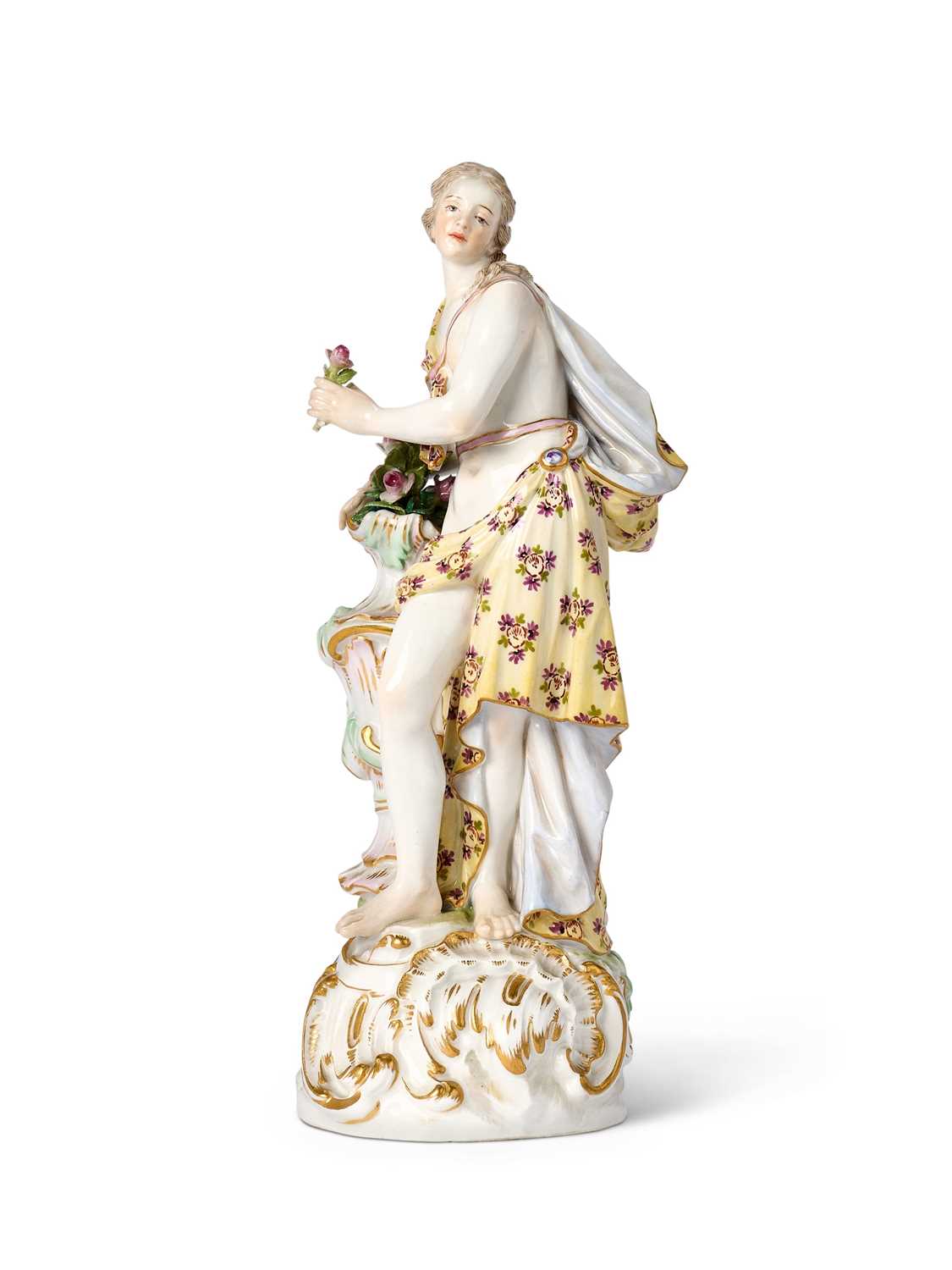 Lot 19 - A MEISSEN PORCELAIN FIGURE EMBLEMATIC OF SPRING, LATE 19TH CENTURY
