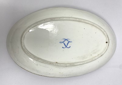 Lot 17 - A SEVRES-STYLE BLUE-GROUND OVAL DISH, LATE 19TH CENTURY