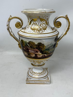 Lot 31 - A BLOOR DERBY TOPOGRAPHICAL THREE-PIECE GARNITURE, SECOND QUARTER 19TH CENTURY
