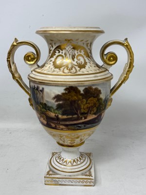 Lot 31 - A BLOOR DERBY TOPOGRAPHICAL THREE-PIECE GARNITURE, SECOND QUARTER 19TH CENTURY