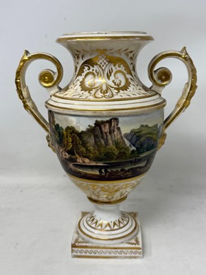 Lot 31 - A BLOOR DERBY TOPOGRAPHICAL THREE-PIECE GARNITURE, SECOND QUARTER 19TH CENTURY