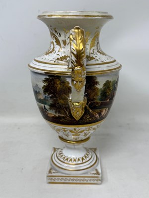 Lot 31 - A BLOOR DERBY TOPOGRAPHICAL THREE-PIECE GARNITURE, SECOND QUARTER 19TH CENTURY