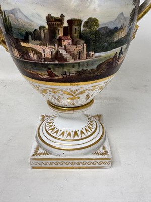 Lot 31 - A BLOOR DERBY TOPOGRAPHICAL THREE-PIECE GARNITURE, SECOND QUARTER 19TH CENTURY