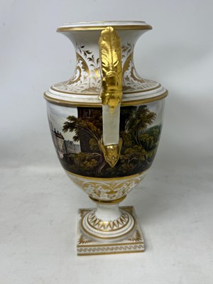 Lot 31 - A BLOOR DERBY TOPOGRAPHICAL THREE-PIECE GARNITURE, SECOND QUARTER 19TH CENTURY