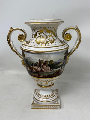 Lot 31 - A BLOOR DERBY TOPOGRAPHICAL THREE-PIECE GARNITURE, SECOND QUARTER 19TH CENTURY