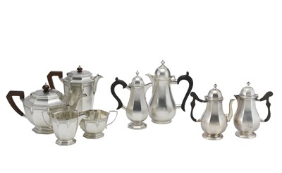 Lot 103 - AN ART DECO SILVER FOUR-PIECE TEA SET