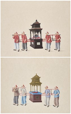 Lot 106 - CHINESE SCHOOL, A PAIR OF RICE PAPER PAINTINGS, QING DYNASTY, 19TH CENTURY