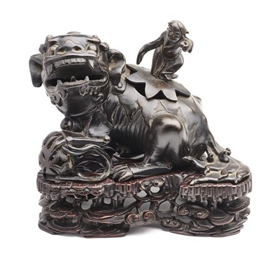 Lot 32 - A CHINESE BRONZE BUDDHIST LION CENSER, QING DYNASTY, 18TH CENTURY