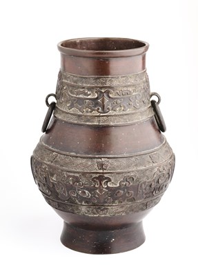 Lot 21 - A CHINESE ARCHAISTIC BRONZE HU, QING DYNASTY, 18TH CENTURY