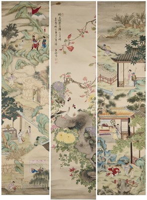 Lot 100 - THREE CHINESE PAINTINGS, QING DYNASTY, 19/20TH CENTURY