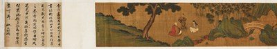 Lot 98 - AFTER QIU YING, 'SCHOLARS IN A LANDSCAPE', HANDSCROLL, QING DYNASTY, 19TH CENTURY