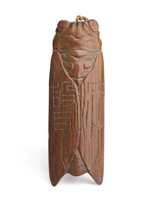 Lot 72 - A BAMBOO 'CICADA' WRIST REST, QING DYNASTY, 19TH CENTURY