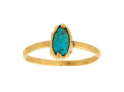 Lot 316 - A MEDIEVAL CHILD'S GOLD AND TURQUOISE RING, PROBABLY CONTINENTAL 13TH-15TH CENTURY