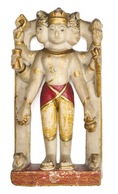 Lot 168 - A PAINTED MARBLE FIGURE OF BRAHMA, RAJASTHAN, INDIA, CIRCA 1900