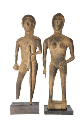 Lot 177 - A PAIR OF WOOD FIGURES, NAGALAND, CIRCA 19TH CENTURY