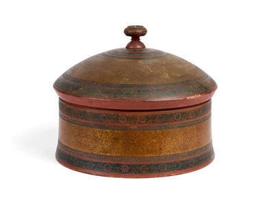 Lot 455 - A PAINTED AND TURNED WOOD BOX, GUJARAT OR SINDH, LATE 19TH CENTURY