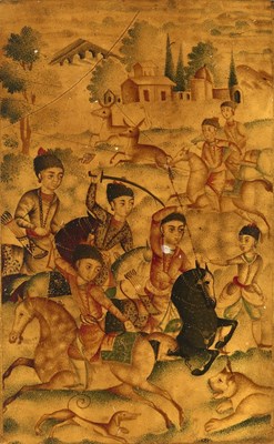 Lot 301 - A QAJAR MINIATURE COPY OF MIRZA MUHAMMAD SADIQ NAMI'S 'LAYLI U MAJNUN', PERSIA, 19TH CENTURY