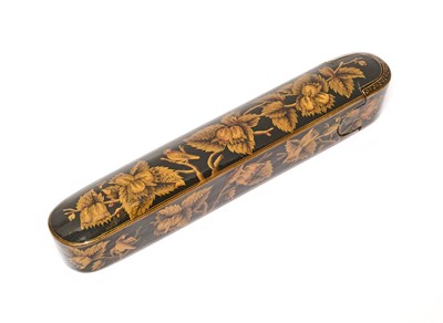 Lot 30 - A QAJAR LACQUERED PAPIER MACHE PENCASE, PERSIA, 19TH CENTURY