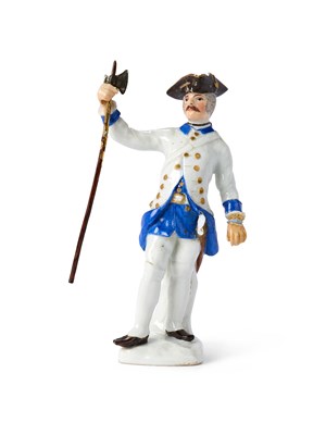 Lot 11 - TWO MEISSEN PORCELAIN FIGURES, CUPID IN DISGUISE AND A MAN SMOKING A PIPE, 18TH CENTURY