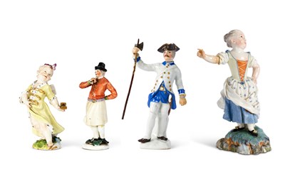 Lot 11 - TWO MEISSEN PORCELAIN FIGURES, CUPID IN DISGUISE AND A MAN SMOKING A PIPE, 18TH CENTURY
