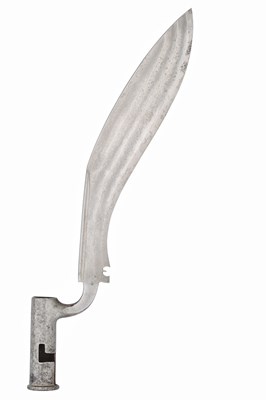 Lot 614 - A KUKRI BAYONET ADAPTED FROM A SOCKET BAYONET, 19TH CENTURY AND LATER