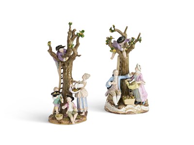 Lot 41 - TWO MEISSEN PORCELAIN FIGURE GROUPS OF FRUIT PICKERS, 19TH CENTURY