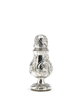 Lot 130 - A BELGIAN SILVER CASTER