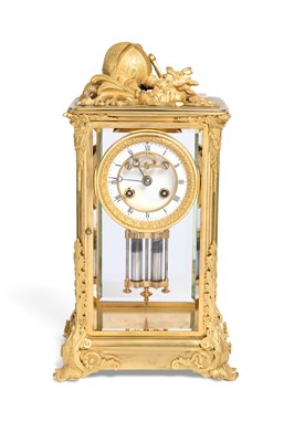 Lot 42 - A FRENCH FOUR-GLASS ORMOLU MANTEL CLOCK, SAMUEL MARTI ET CIE, MONTBELLIARD, CIRCA 1870