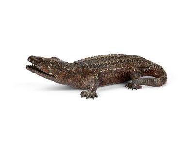 Lot 105 - A BRONZE FIGURE OF A CROCODILE, PROBABLY FRENCH OR AUSTRIAN 19TH CENTURY