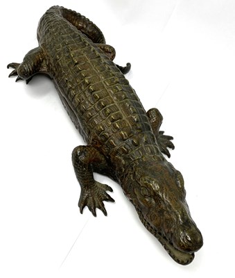 Lot 105 - A BRONZE FIGURE OF A CROCODILE, PROBABLY FRENCH OR AUSTRIAN 19TH CENTURY