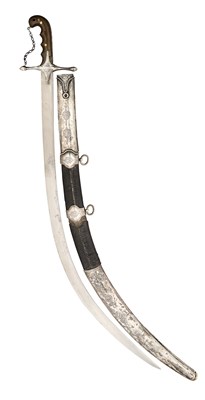 Lot 35 - AN OTTOMAN SILVER-MOUNTED SHAMSHIR, 19TH CENTURY