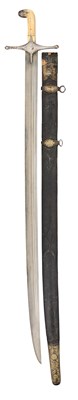Lot 30 - A PERSIAN SWORD WITH UNUSUAL STRAIGHT BLADE, QAJAR, LATE 18TH/19TH CENTURY