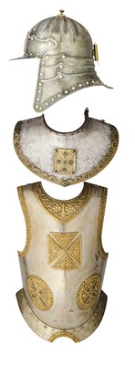 Lot 126 - A ZISCHAGGE, GORGET AND BREASTPLATE IN POLISH 17TH/18TH CENTURY STYLE