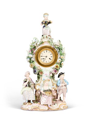 Lot 39 - A MEISSEN PORCELAIN FLOWER-ENCRUSTED CLOCK-CASE, CIRCA 1880