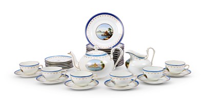 Lot 54 - A RICHARD GINORI PORCELAIN TOPOGRAPHICAL PART BREAKFAST-SERVICE, 20TH CENTURY