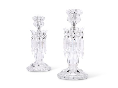 Lot 84 - A PAIR OF BACCARAT CANDLESTICK LUSTRES, LATE 20TH CENTURY